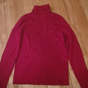 Red ribbed turtleneck sweater